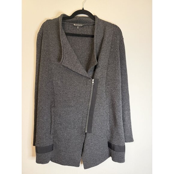 Athleta Sentinel Full Zip Sweater Merino Wool Blend Gray Women's Sz S [jb] - Picture 3 of 8